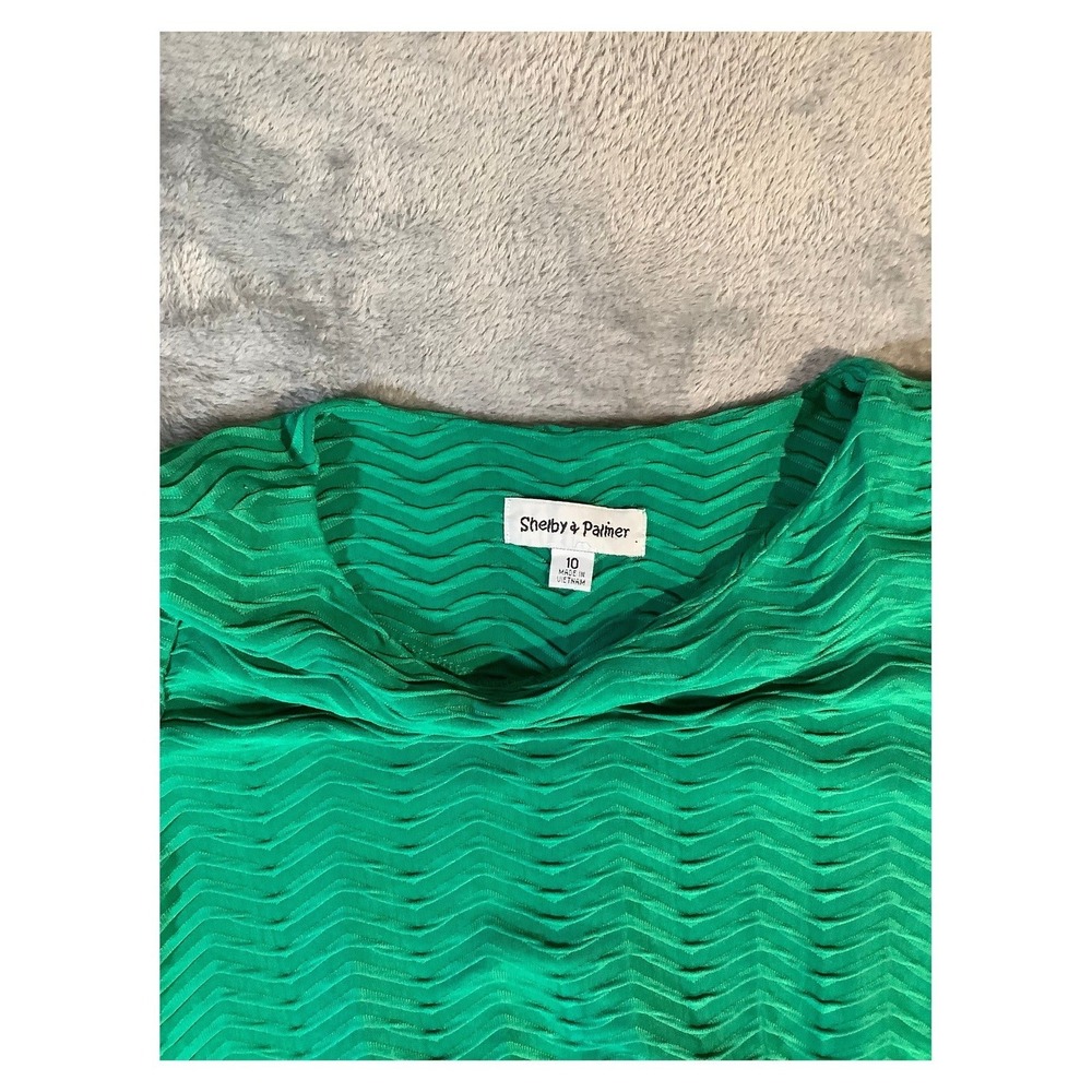 Shelby & Palmer Girls Green Chevron Dress Size 10 3/4 Sleeve - Picture 2 of 6